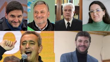 Los cuatro candidatos a la gobernación (arriba) y los dos que competirán por la intendencia (abajo).