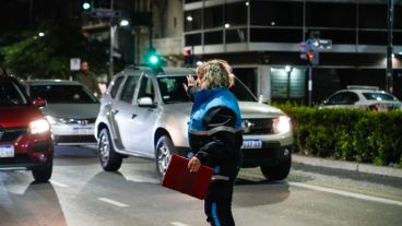 Los controles en Pellegrini y Balcarce este jueves.