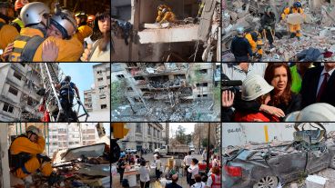 Un repaso en imágenes de los momentos posteriores a la explosión del edificio de Salta 2141.