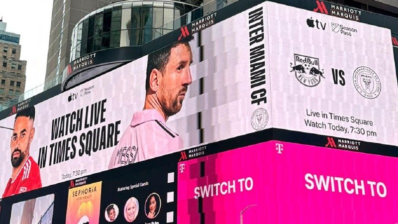 La promoción del partido entre Inter y New York en Times Square.