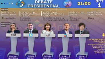 Así estarán dispuestos los candidatos y candidatas en el debate del domingo.