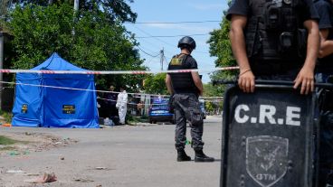 La escena del crimen este lunes en barrio Casiano Casas