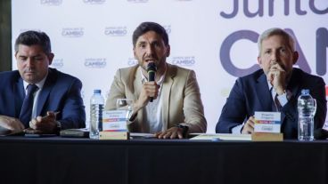 El santafesino Maximiliano Pullaro en la reunión de este martes.