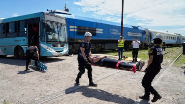 El simulacro fue en la estación de trenes Rosario Norte.