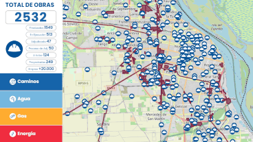 El mapa con las obras públicas en la zona de Rosario.
