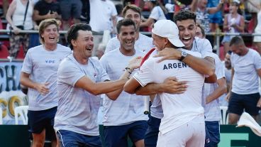 El festejo argentino en Rosario.