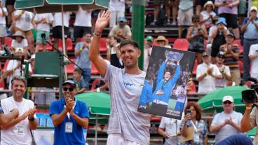 Delbonis recibió un homenaje durante la Copa Davis en Rosario.