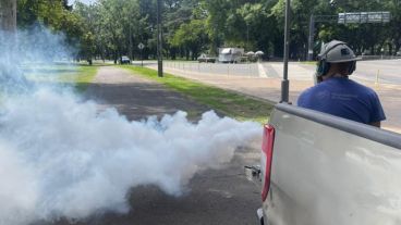 La fumigación se desarrolló por la amplia concentración de personas en el parque este fin de semana.