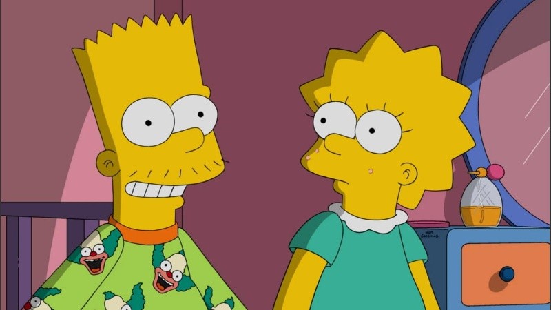 Bart y Lisa Simpson, dos hermanos dibujados.