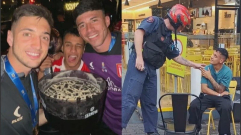 Antes y después: Palacios durante las celebraciones y luego del siniestro vial.