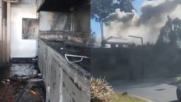 Las gruesas columnas de humo saliendo por el techo de la parrilla.