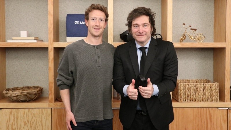 Javier Milei junto a Mark Zuckerberg.