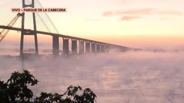 Una imagen del puente Rosario-Victoria desde el parque de la Cabecera, este miércoles a la mañana.