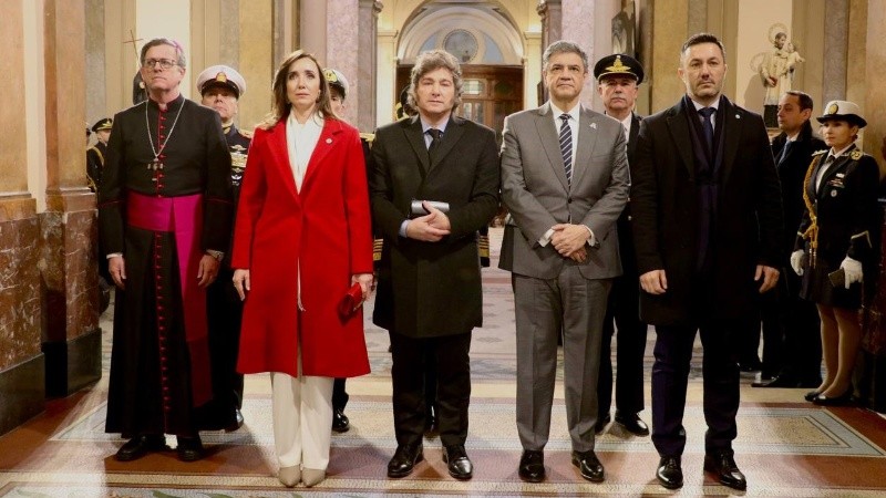 García Cuerva, Villarruela, Milei, Macri y Petri en el Tedeum.