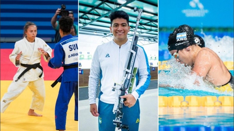 La representación argentinas en judo, tiro y natación.