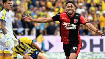 El grito de gol de García en el último clásico que ganó Newell's, en marzo de 2022.