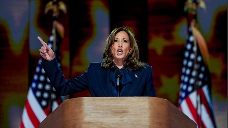 Kamala Harris durante la Convención Nacional Demócrata en Chicago de esta semana.