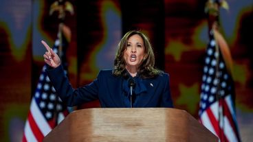 Kamala Harris durante la Convención Nacional Demócrata en Chicago de esta semana.