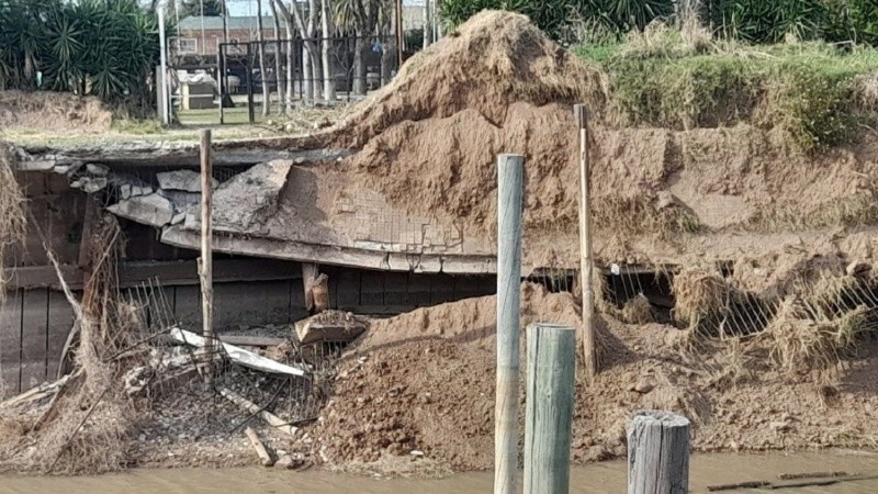 Así quedó la parte derrumbada del espigón Maciel, en la zona norte rosarina.