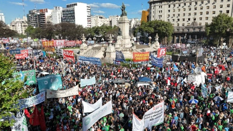 La concentración frente al Congreso.