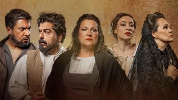 Parte del elenco de la ópera "Cavalleria rusticana".