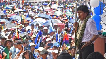 Morales ante seguidores en Chimoré, durante un acto este mes.