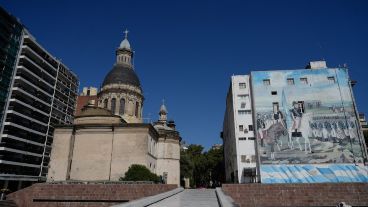 La zona de la fuente y de la estatuas de Lola Mora.