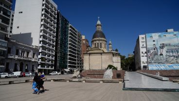 La zona de la fuente y las esculturas.